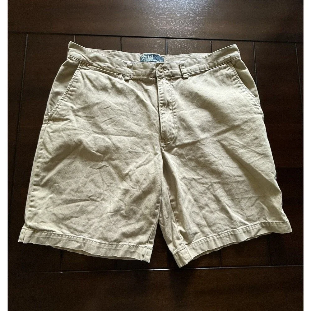 🔥🧸Polo Ralph Lauren Chino Shorts Mens 36 Khaki Tan Beige Relaxed 9” Prospect